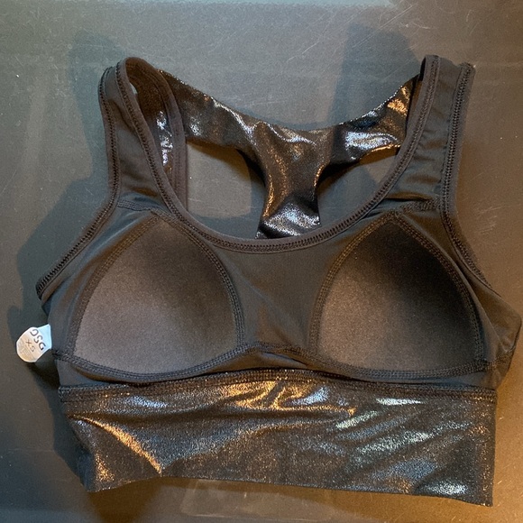 XS, DSG Back Sparkly Sports Bra Active Top Dance Festival Wear Silver Sparkle - Picture 5 of 16